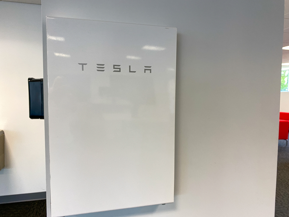 Tesla Powerwall panel with kilowatt hours